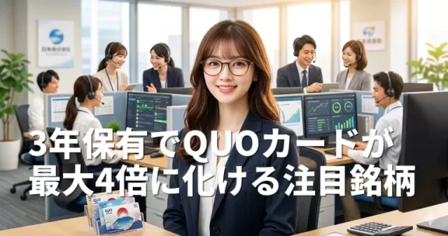 総合利回り4％超え！3年保有でQUOカードが最大4倍に化ける注目銘柄